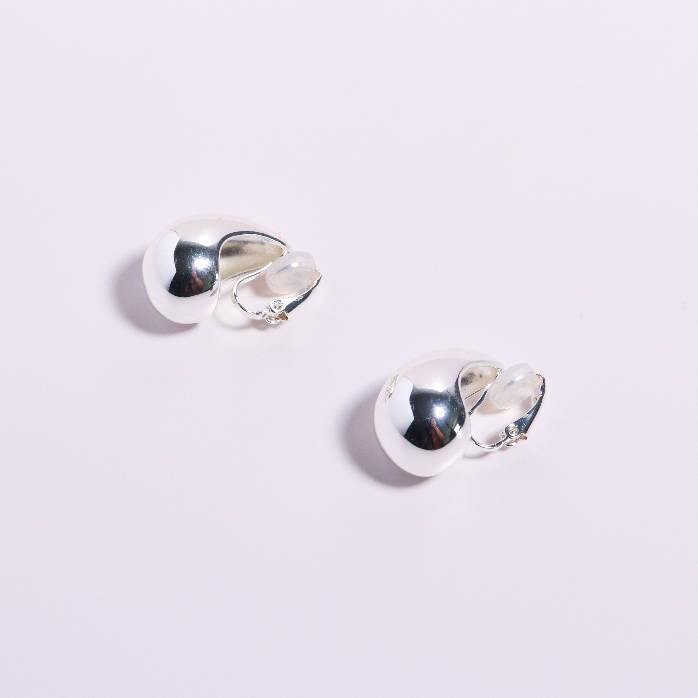 Water Drop Silver Clip On Earrings