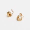 Duple Curve Gold Clip On Earrings