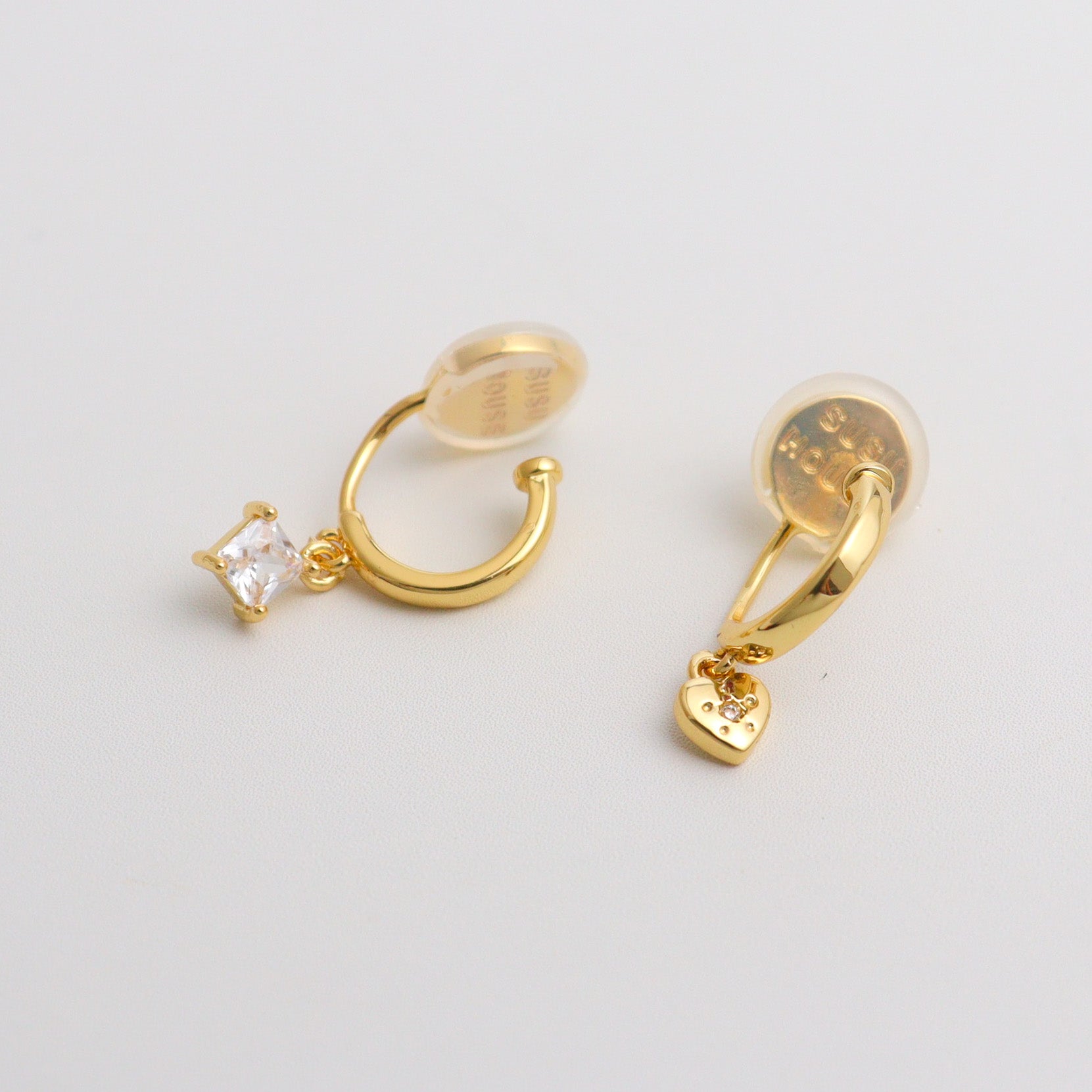 Ear Stamp Gold Clip On Earrings