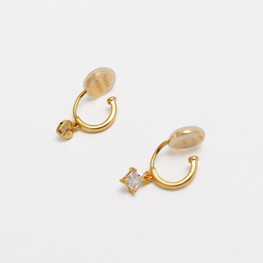 Ear Stamp Gold Clip On Earrings