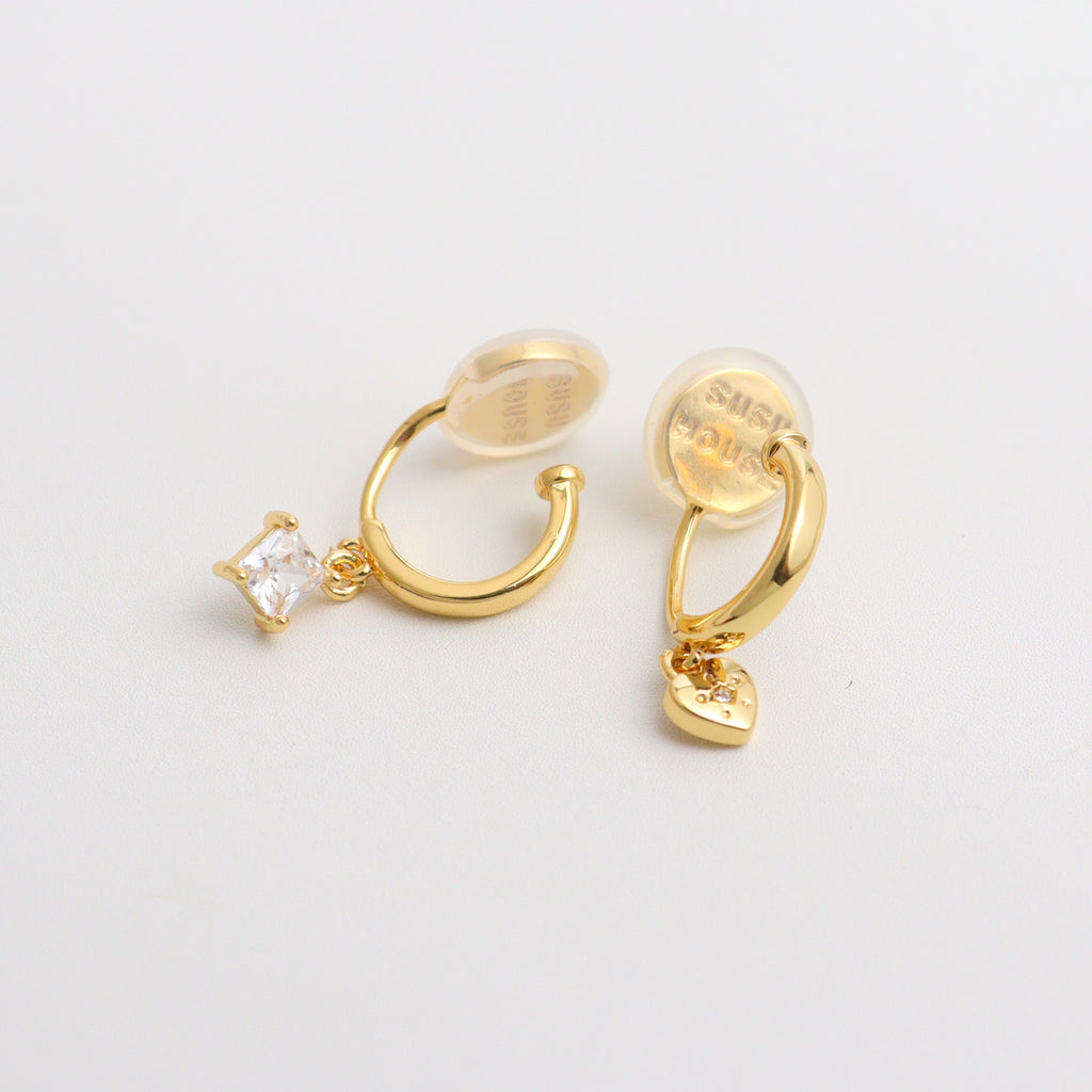 Ear Stamp Gold Clip On Earrings