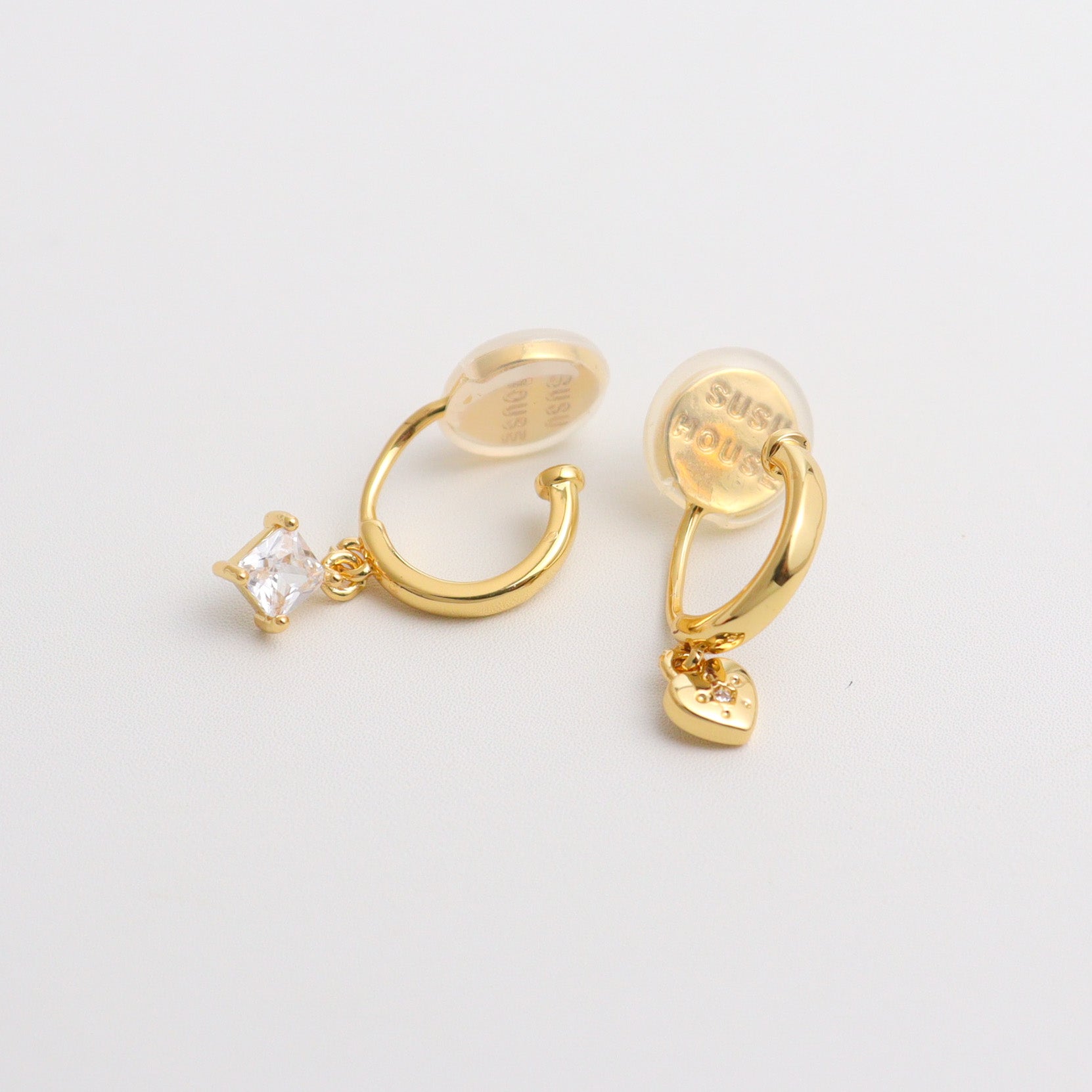 Ear Stamp Gold Clip On Earrings