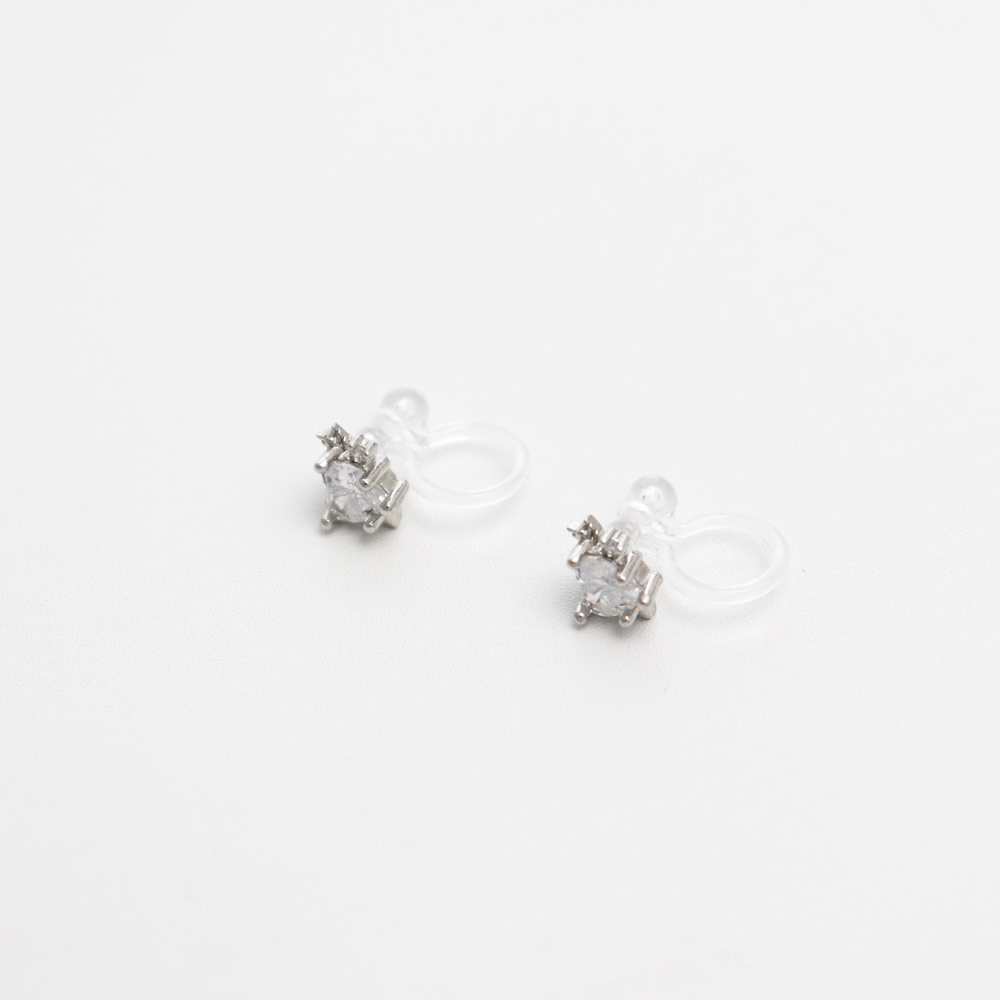 Zirconia Silver Clip On Stud Earrings