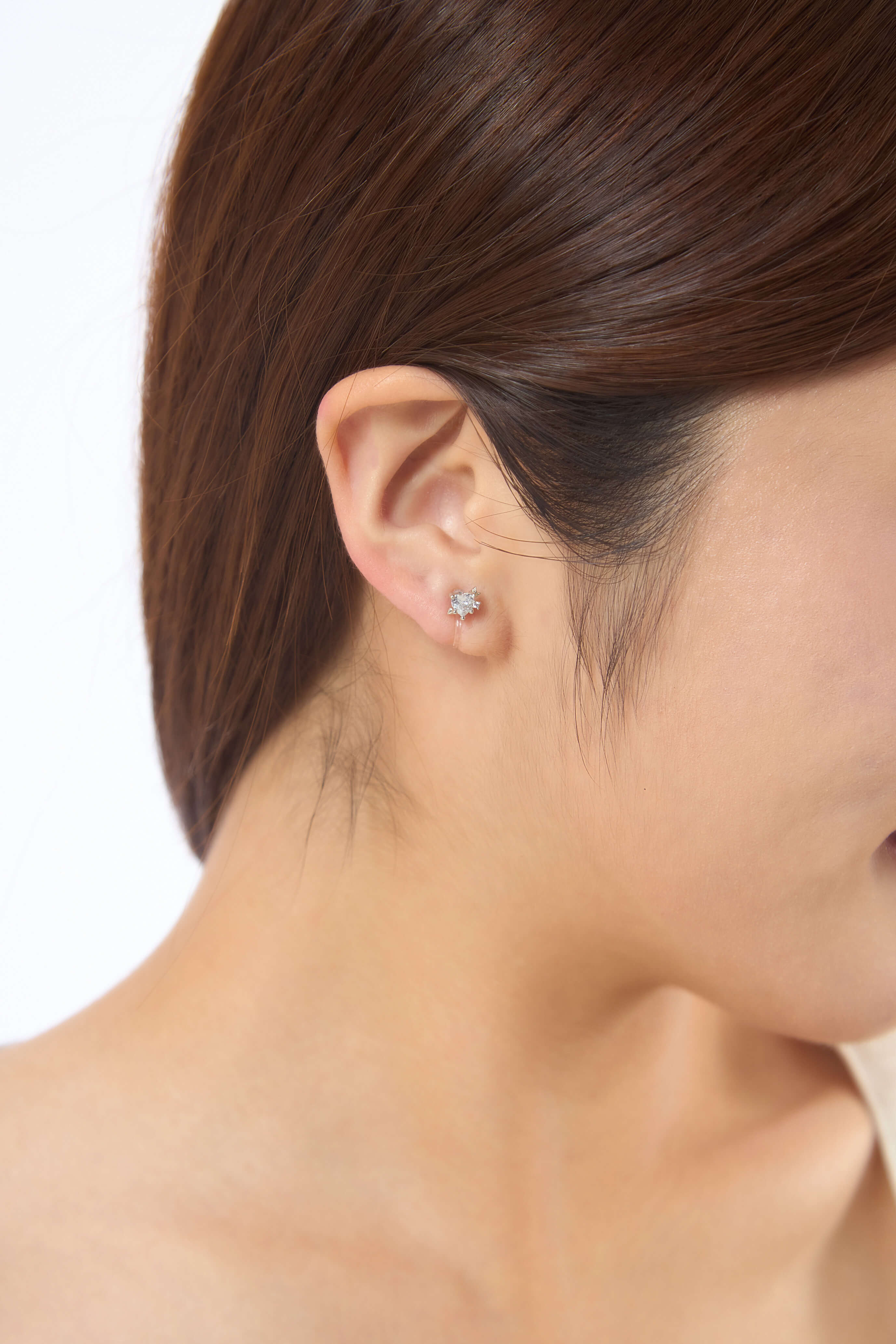 Zirconia Silver Clip On Stud Earrings