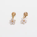 Pearly Plumeria Gold Clip On Earrings