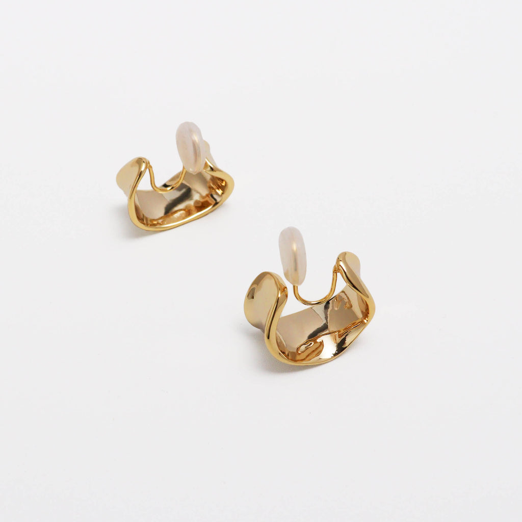 Reflector Gold Clip On Earrings