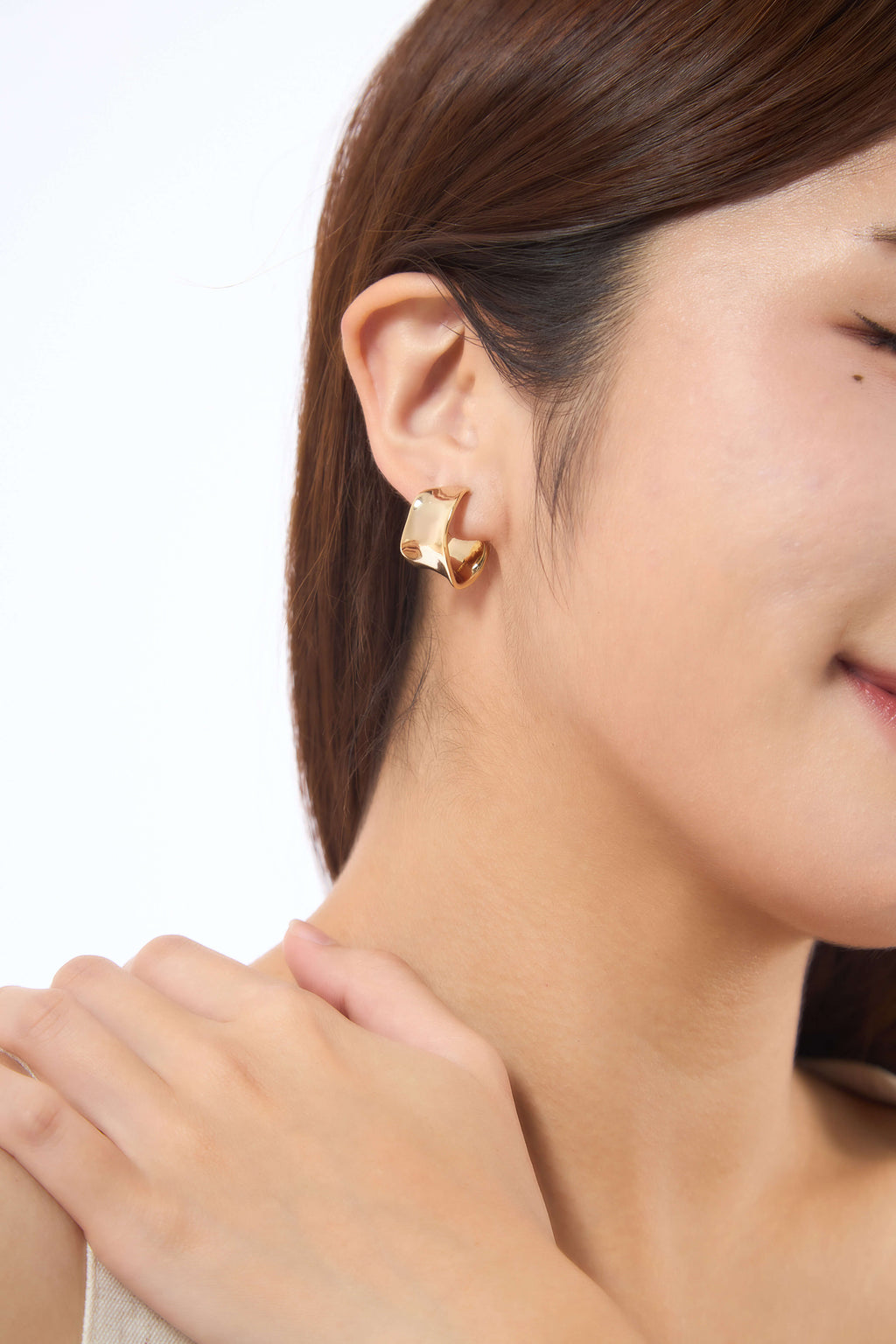 Reflector Gold Clip On Earrings