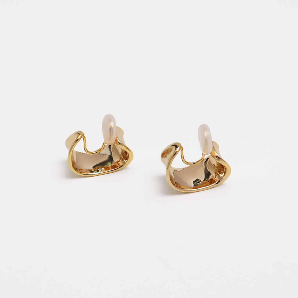 Reflector Gold Clip On Earrings