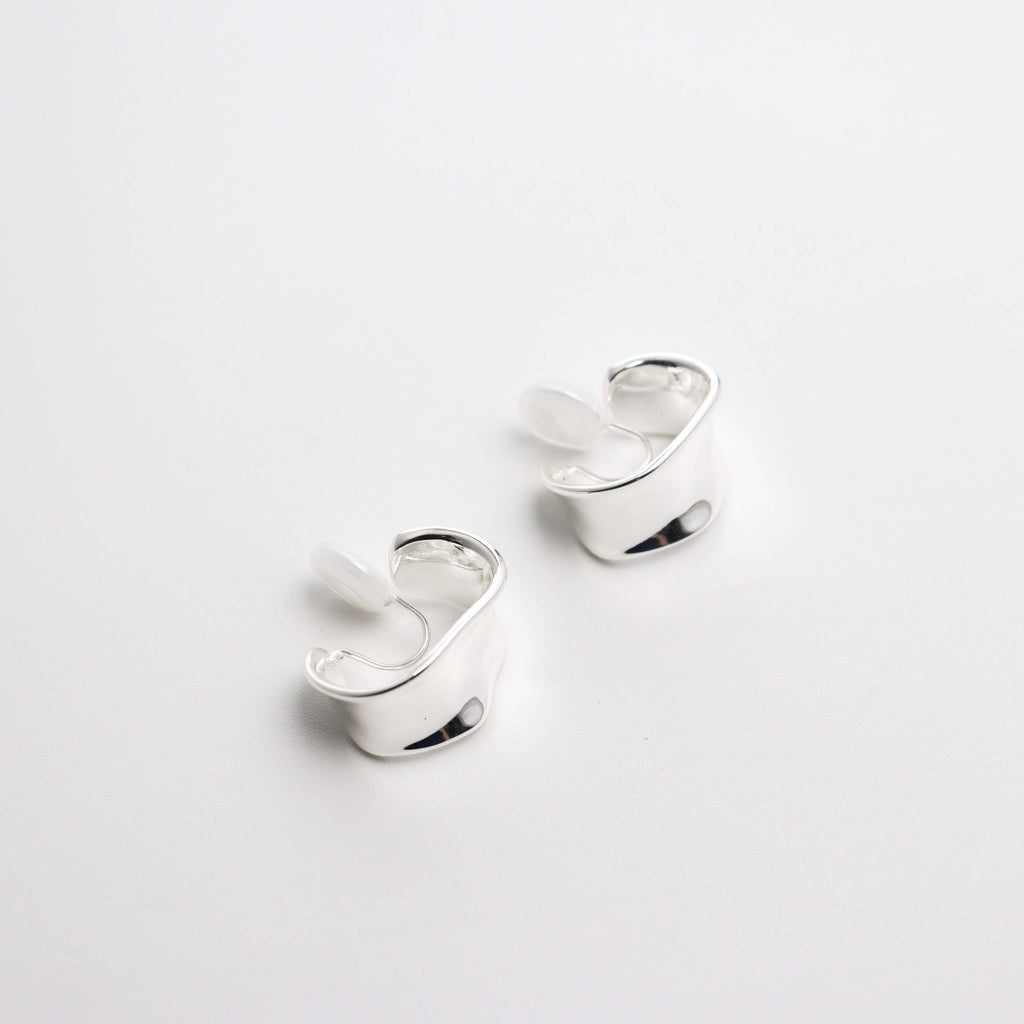 Reflector Silver Clip On Earrings