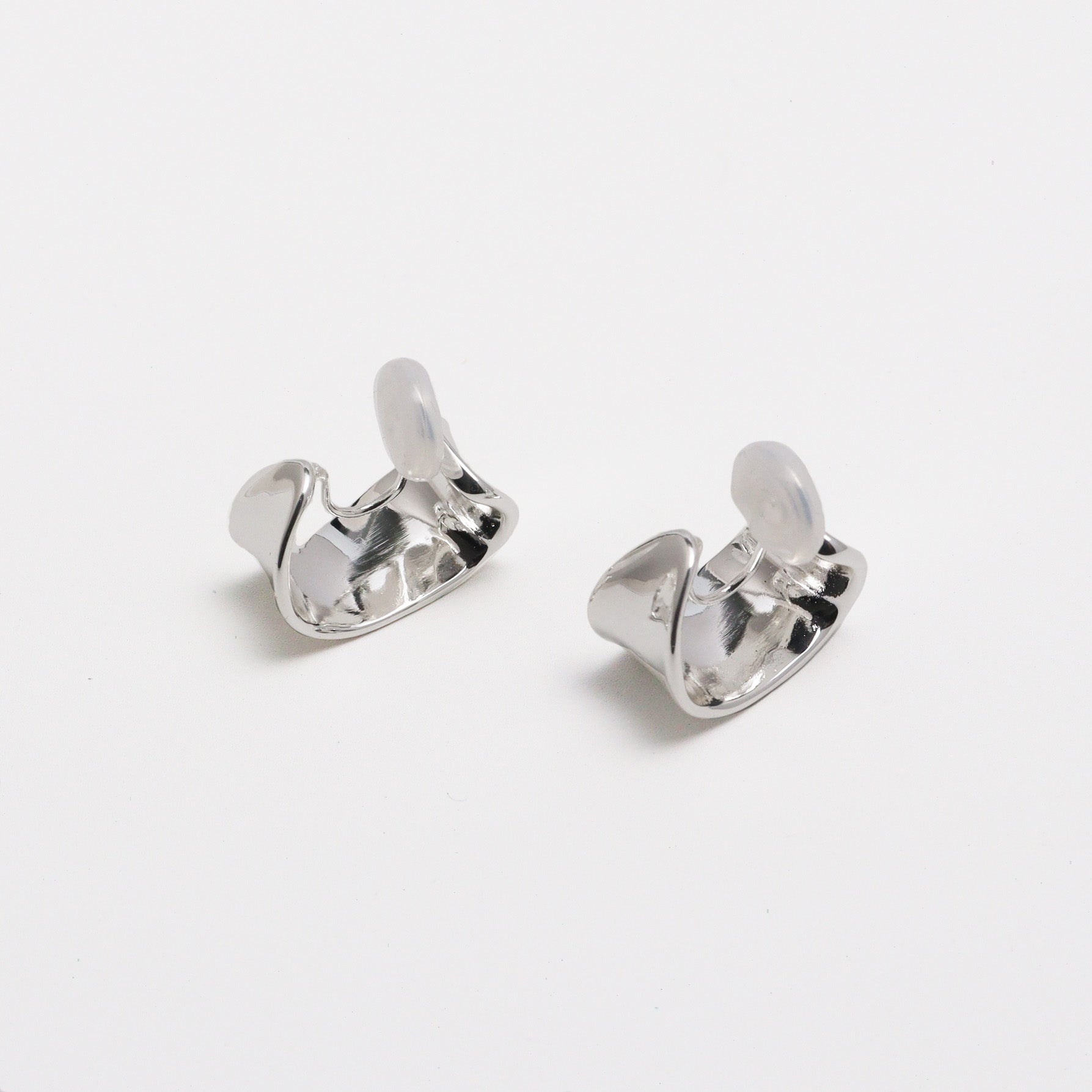 Reflector Silver Clip On Earrings
