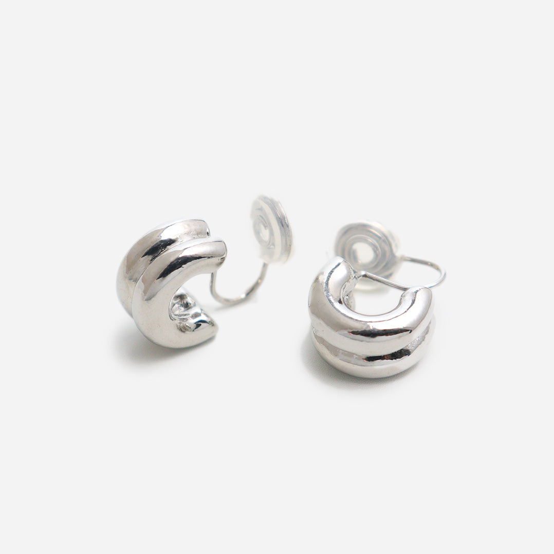 Duple Curve Clip On Earrings