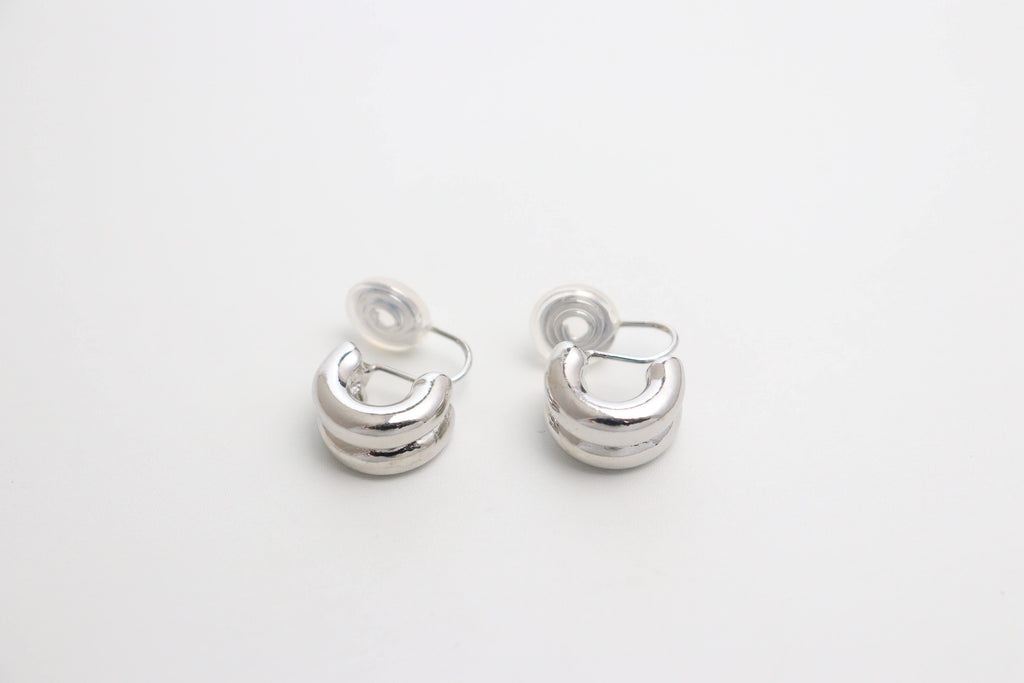 Duple Curve Clip On Earrings