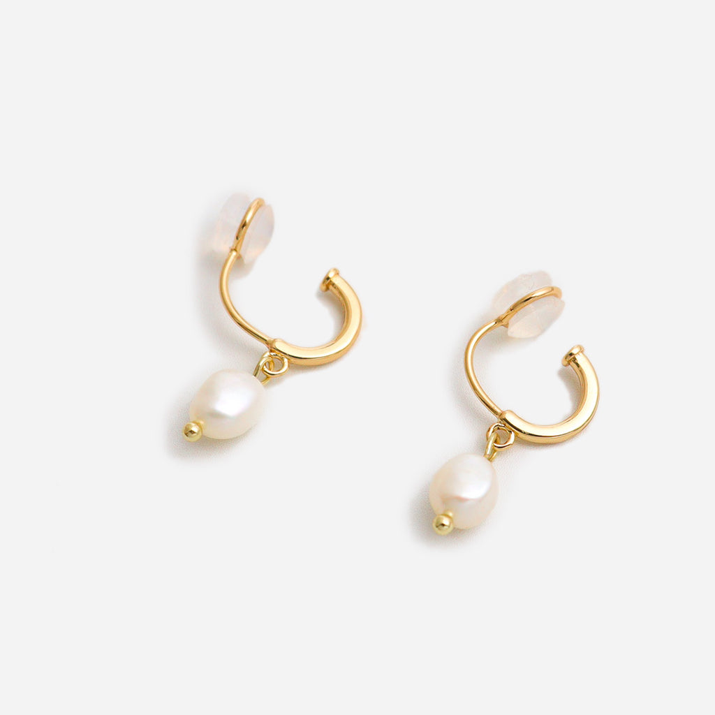 Pearl Huggies Clip On Earrings