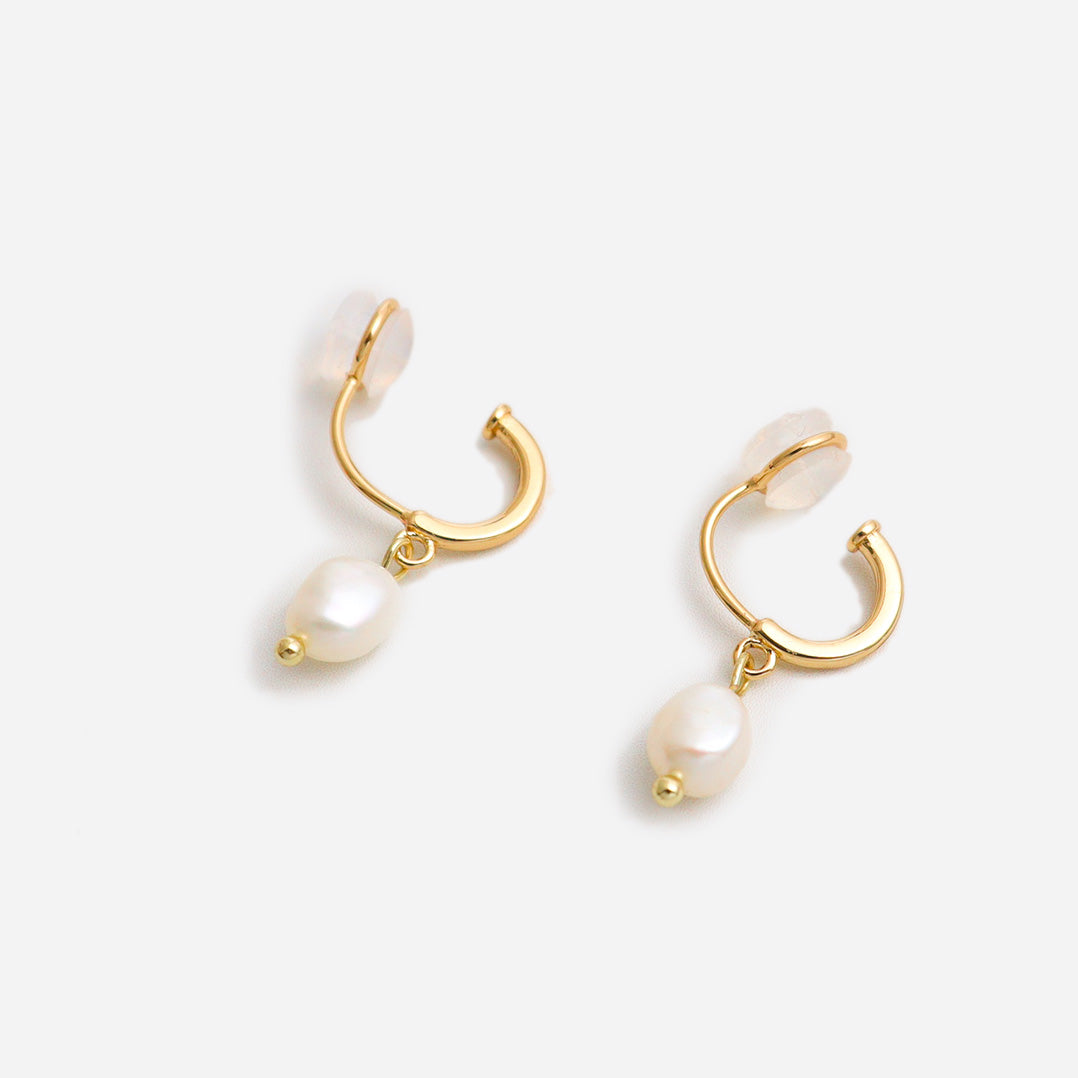Pearl Huggies Clip On Earrings