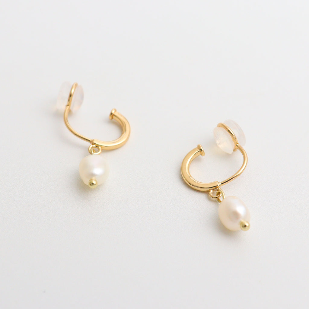 Pearl Huggies Clip On Earrings