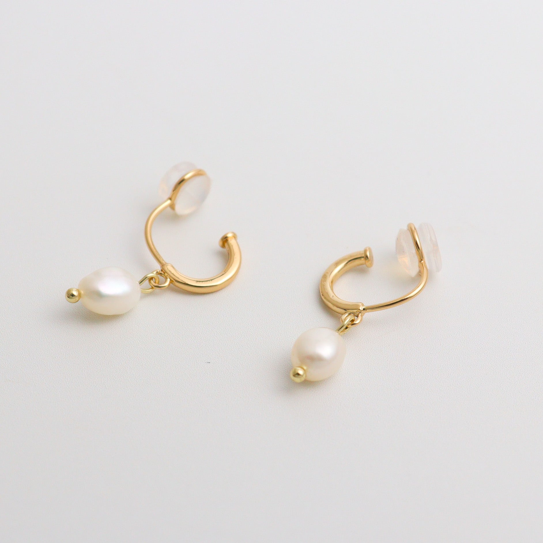 Pearl Huggies Clip On Earrings