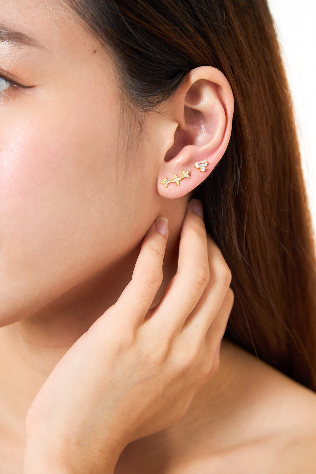 Shiny Block silver 925 Stud Earrings