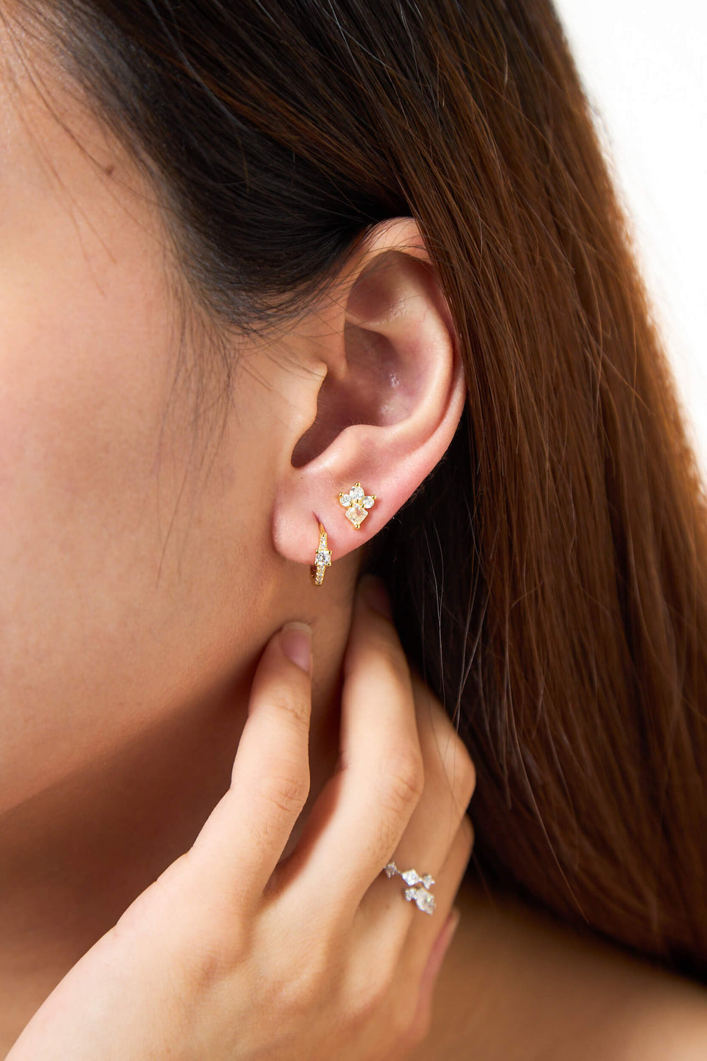 Glorious Checker Silver 925 Stud Earrings