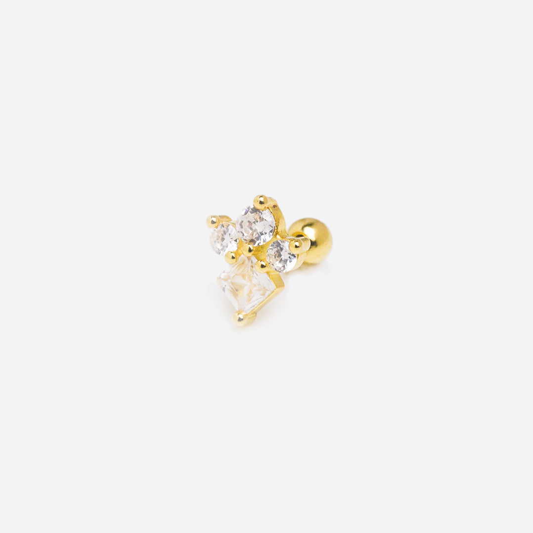 Glorious Checker Silver 925 Stud Earrings
