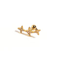 Gold Tri Stars Silver 925 Stud Earrings