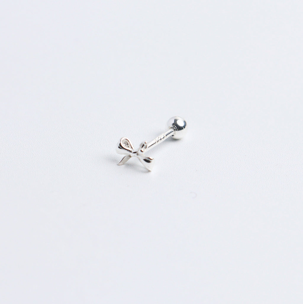 Tiny Ribbon Silver Stud Earrings