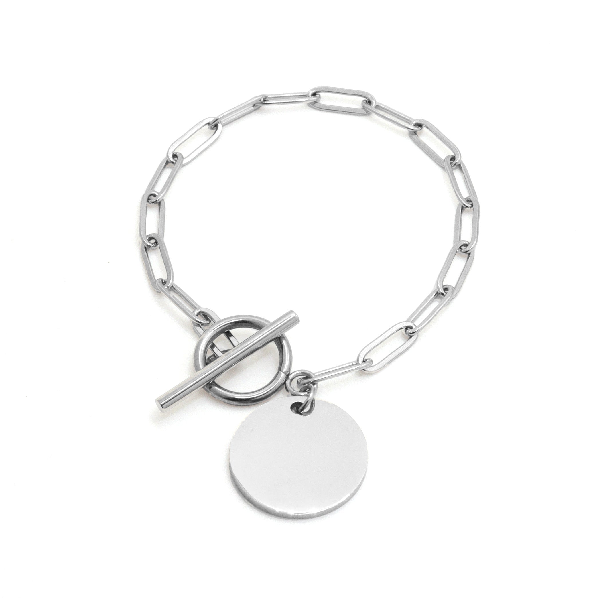 Engrave Fingerprint Round Charm Bracelet