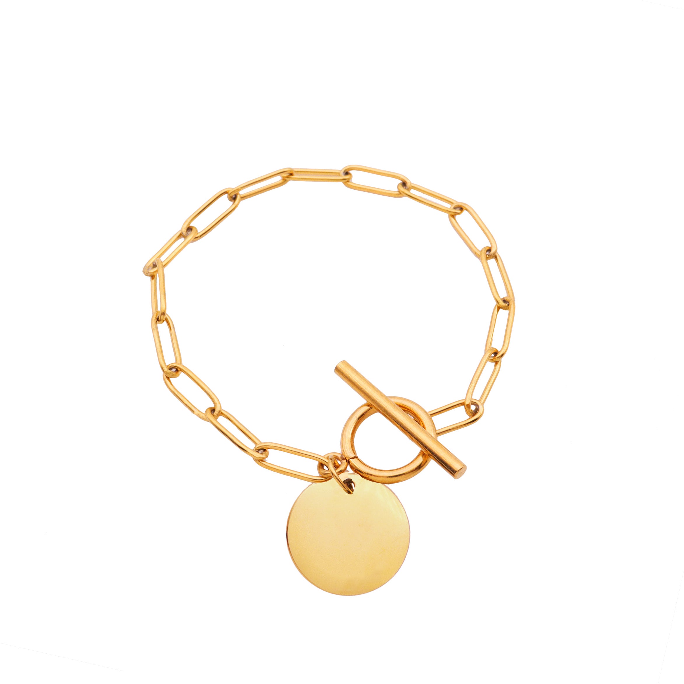 Engrave Fingerprint Round Charm Bracelet
