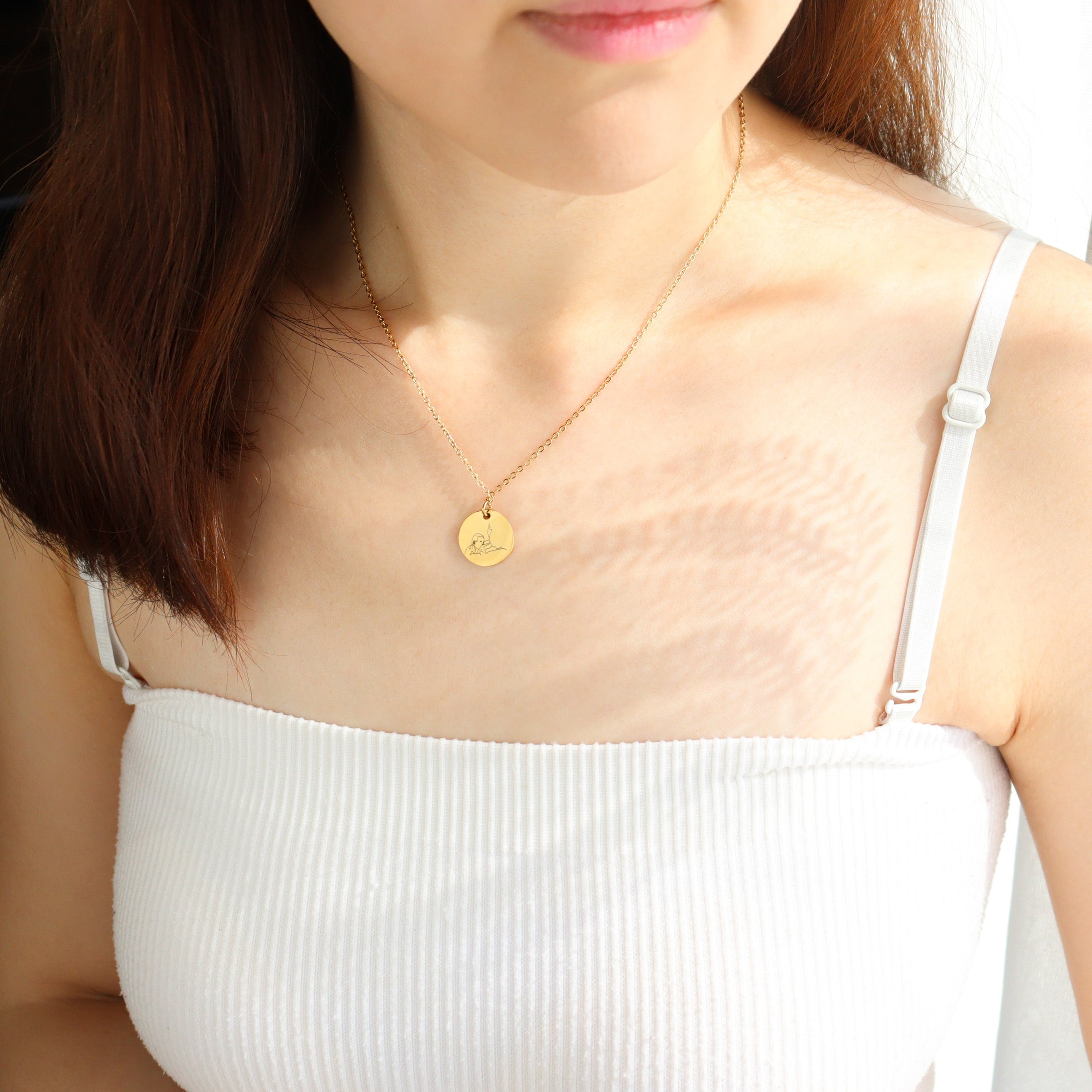 Personalized Portrait Illustration Engraved Necklace