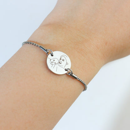 Personalized Portrait Illustration Engraved Bracelet