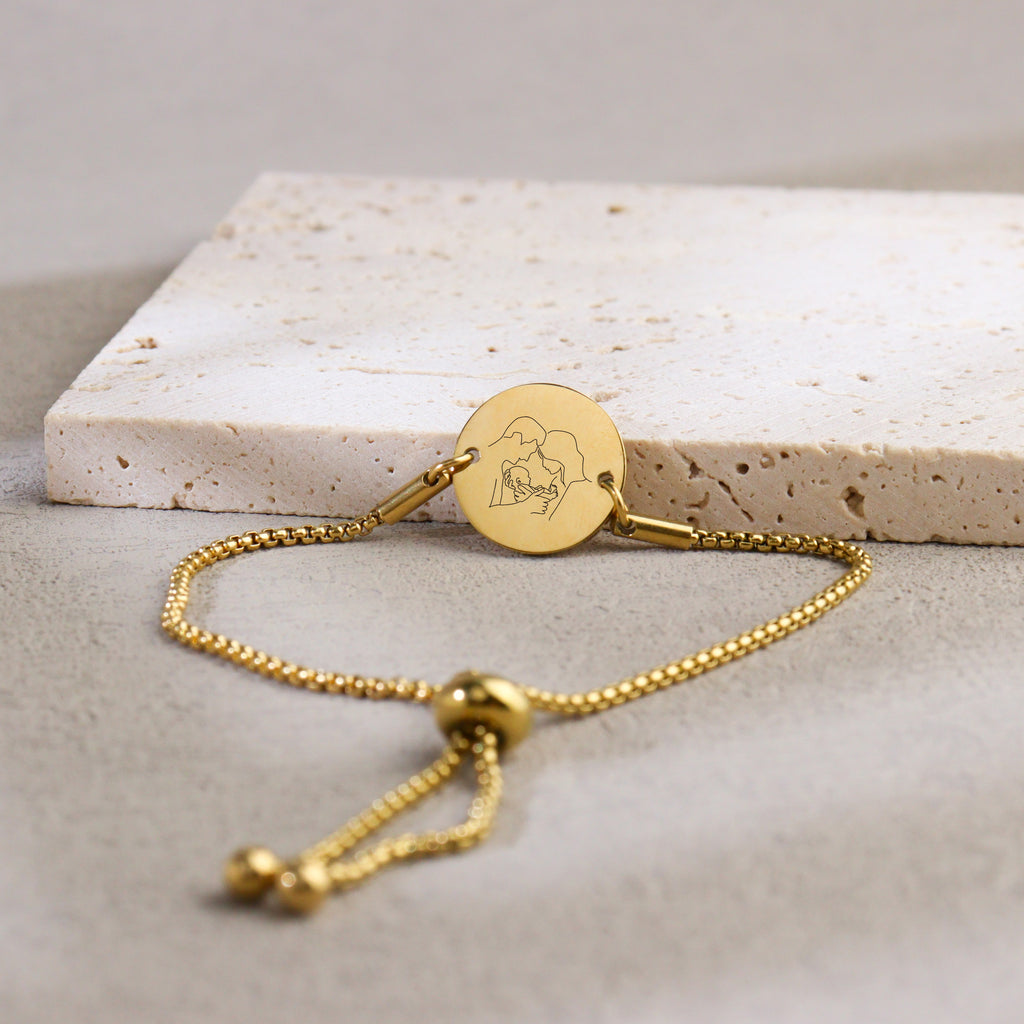 Personalized Portrait Illustration Engraved Bracelet