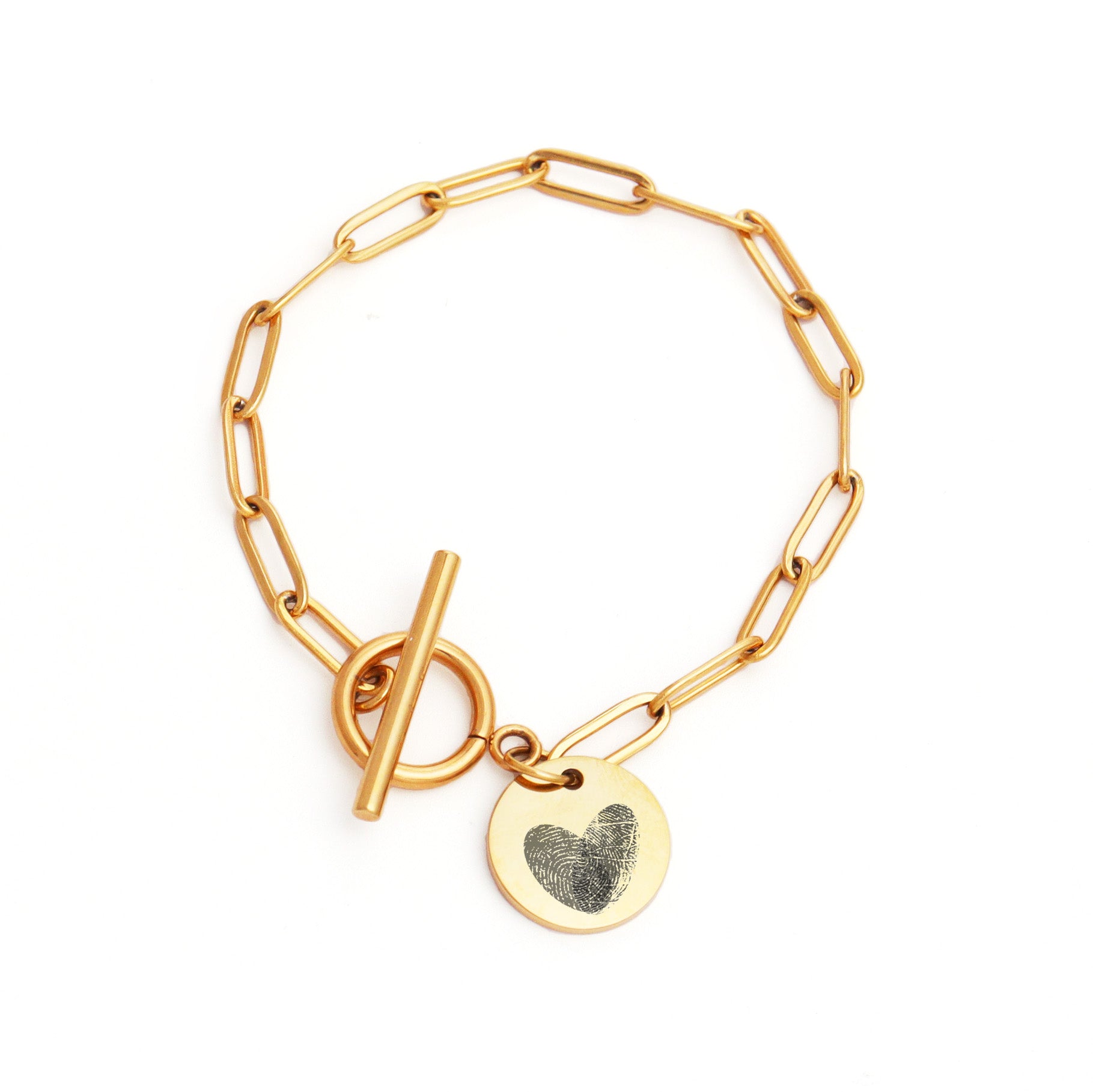 Engrave Fingerprint Round Charm Bracelet
