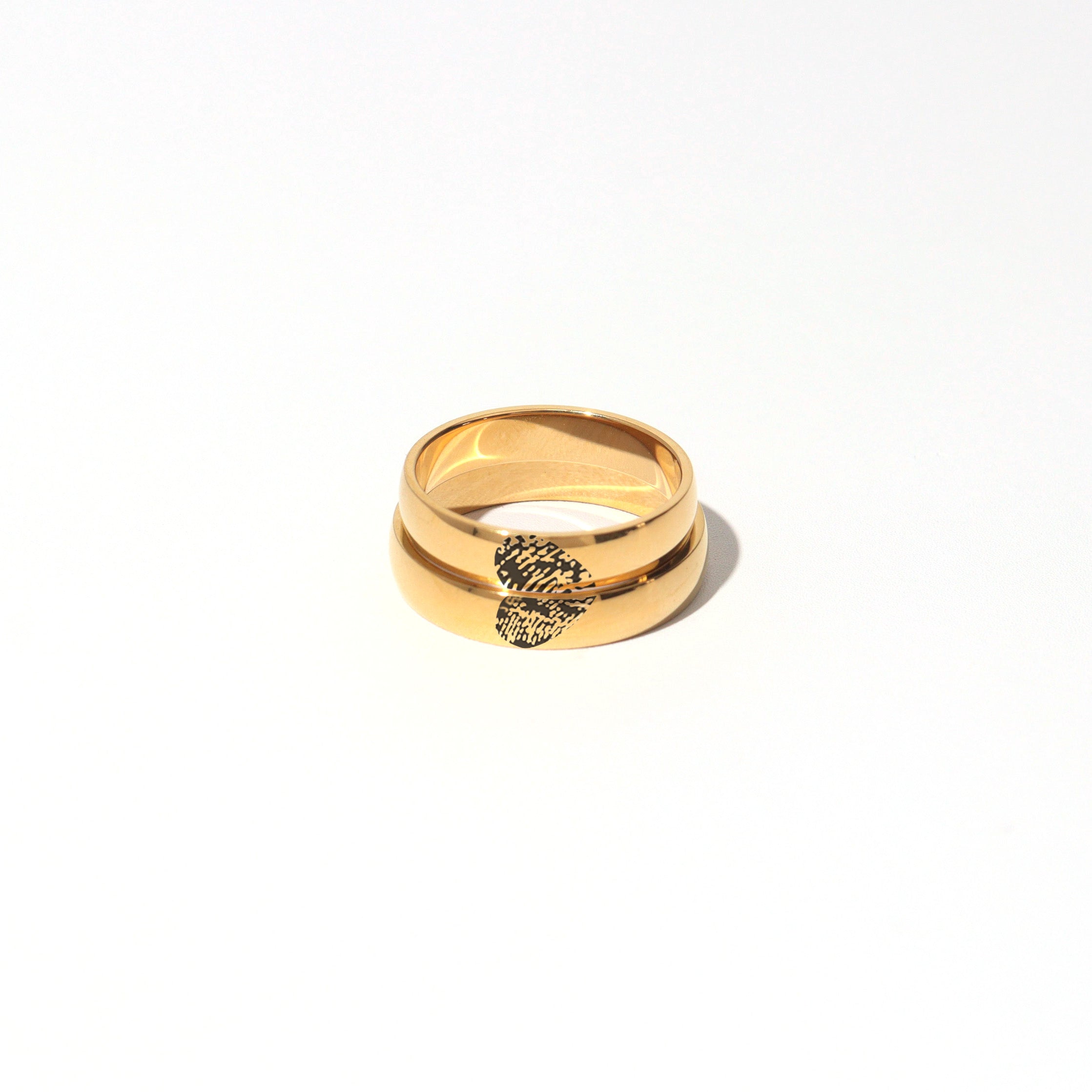 Engraved Love Fingerprint Couple Gold Ring