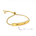 Engrave Gold Horizontal Bar Adjustable Bracelet