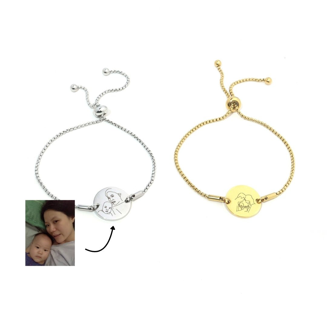 Personalized Portrait Illustration Engraved Bracelet