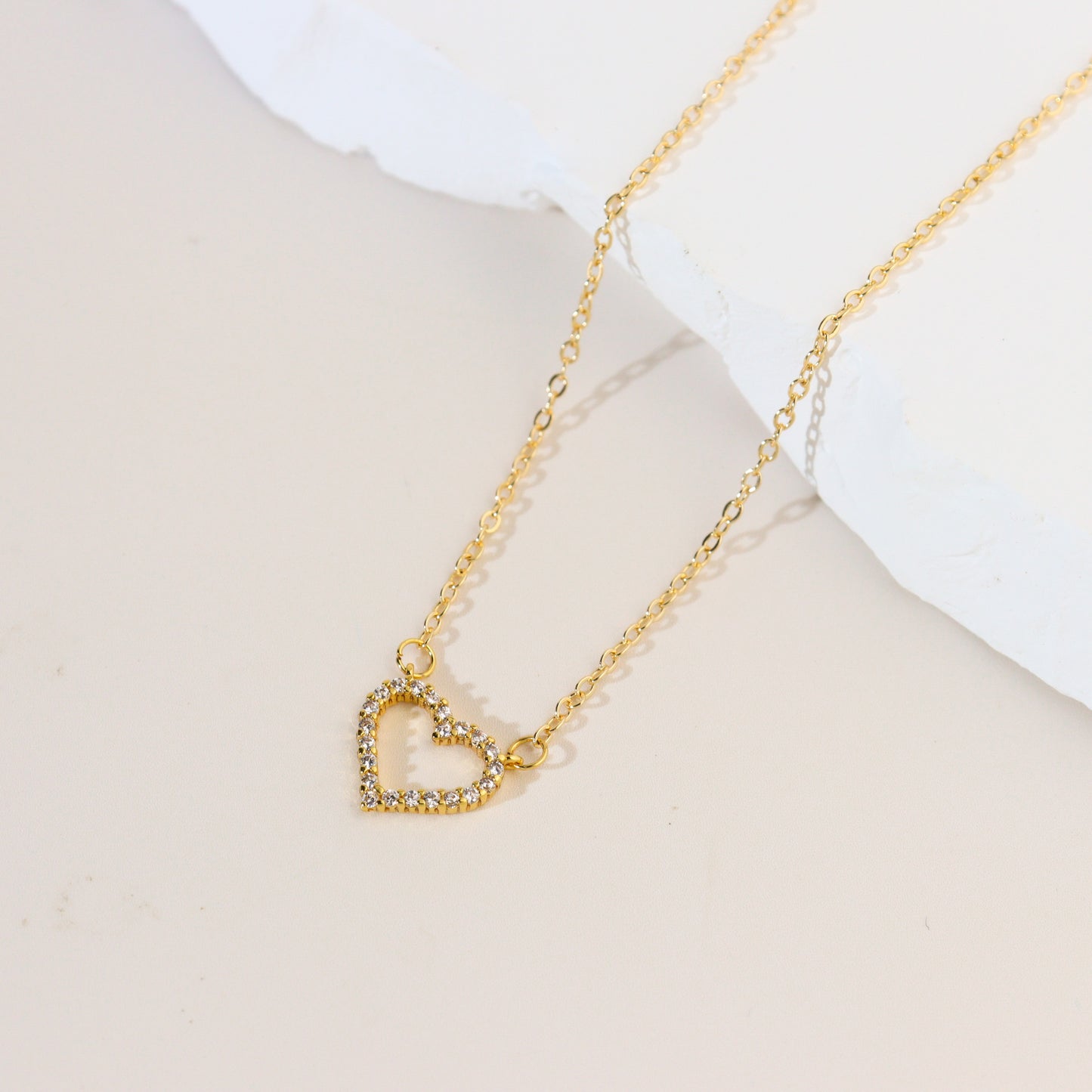 Glitter Heart Gold Necklace