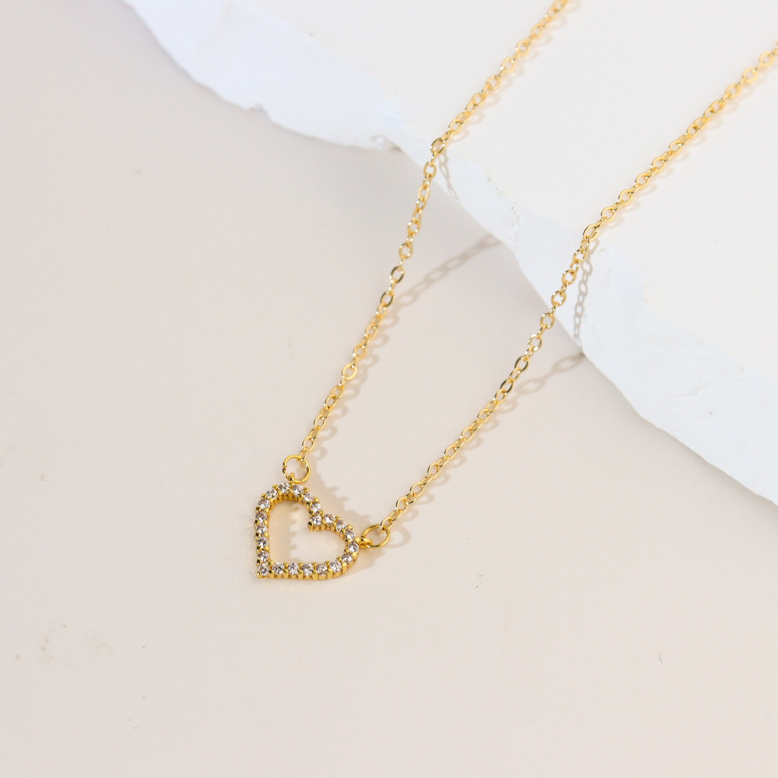 Glitter Heart Gold Necklace