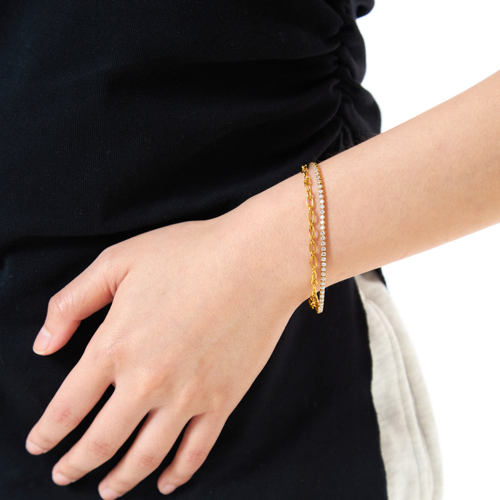 Double Chain Gold Tennis Bracelet
