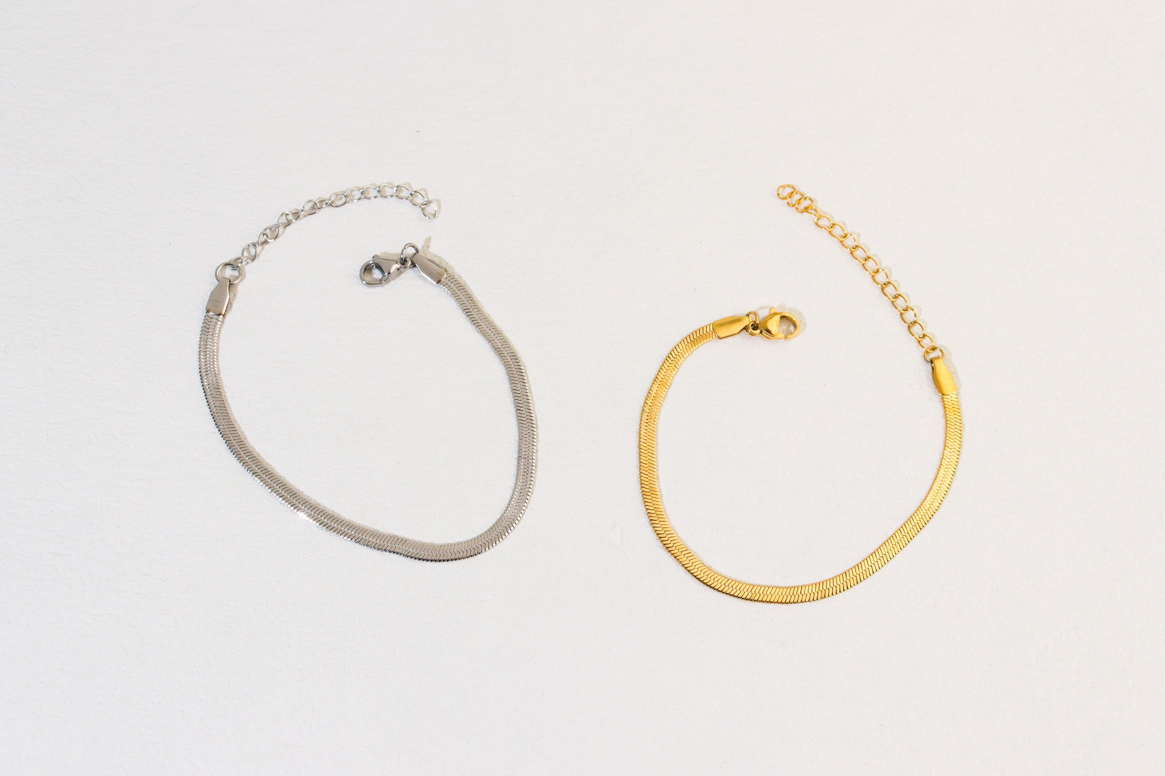 Silver Snake Herringbone Chain Bracelet