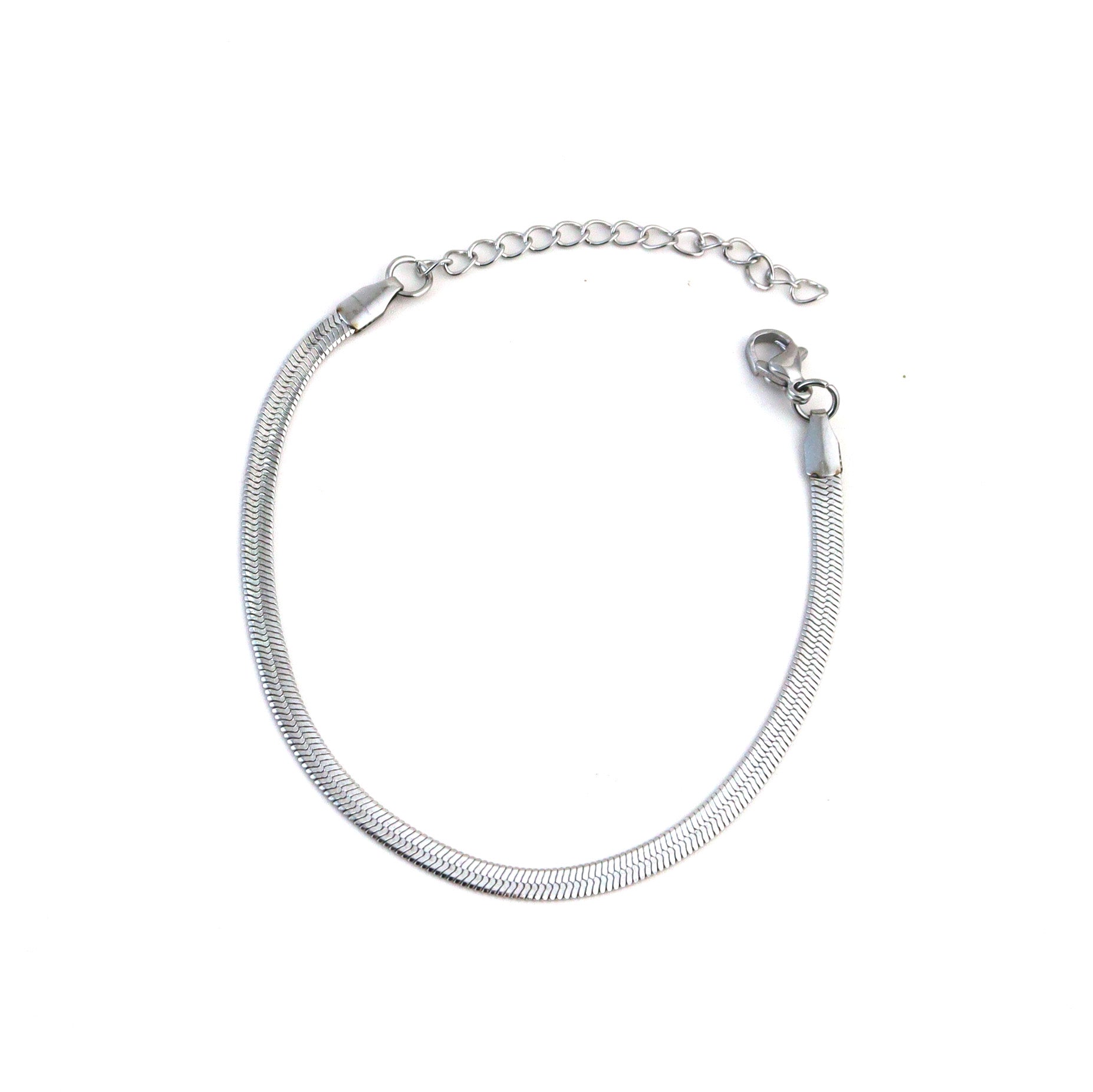 Silver Snake Herringbone Chain Bracelet