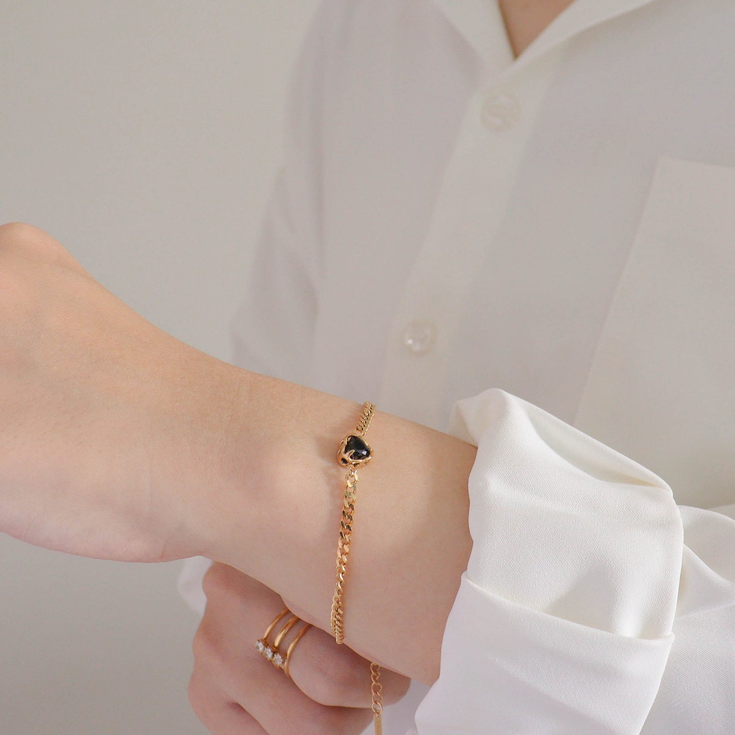 Black Heart Gold Bracelet