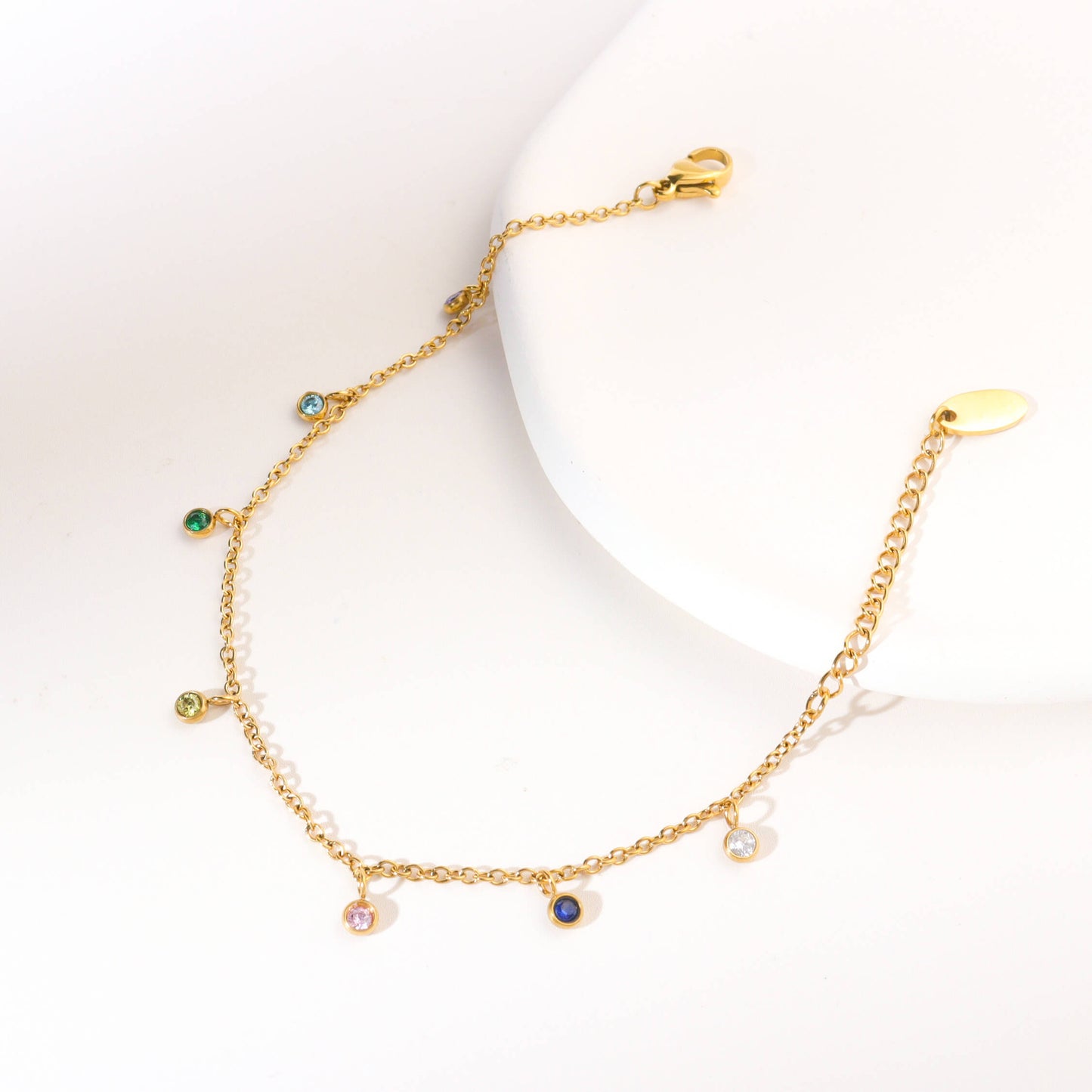 Multicolor Cubic Gold Bracelet