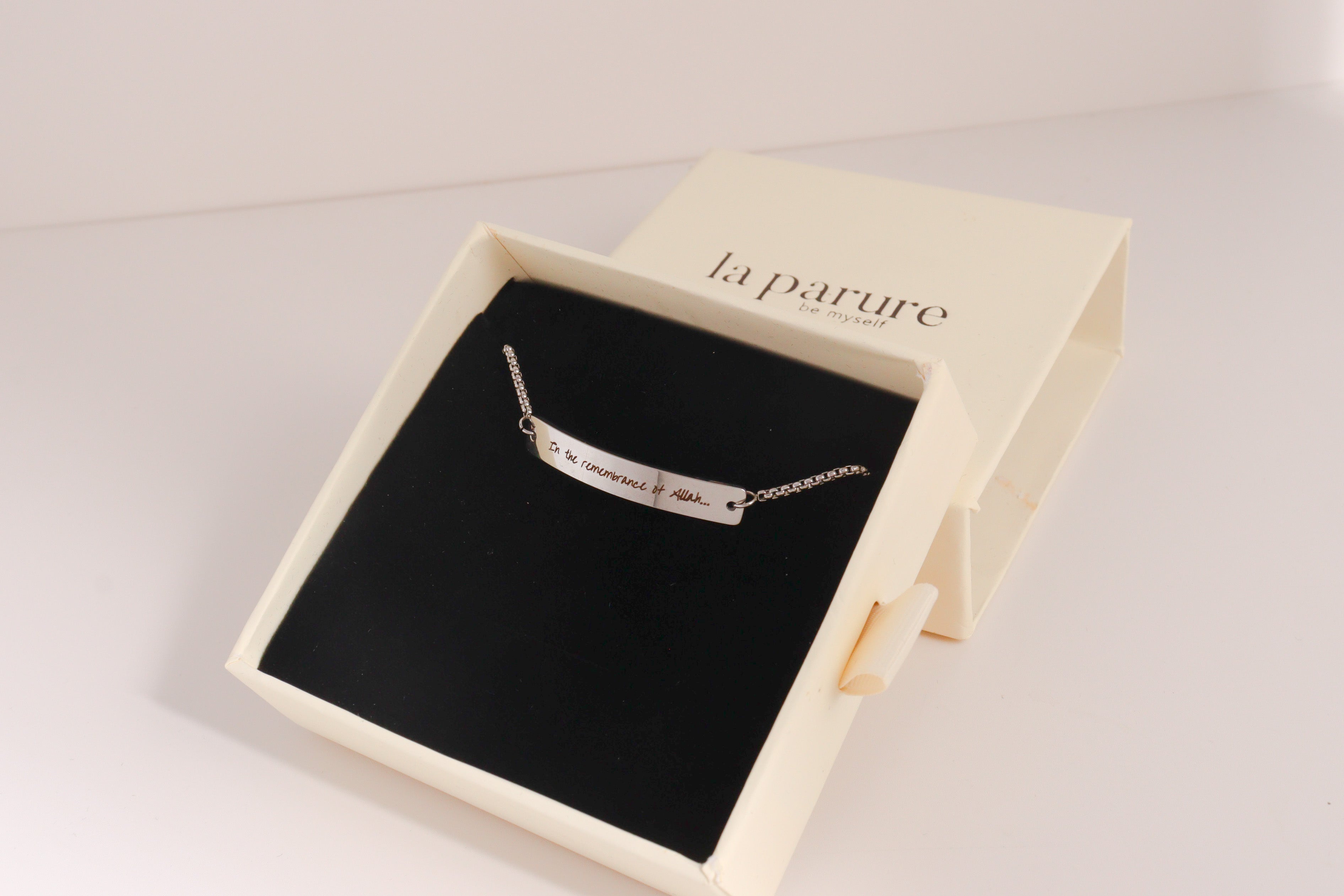Engrave Silver Horizontal Bar Adjustable Bracelet