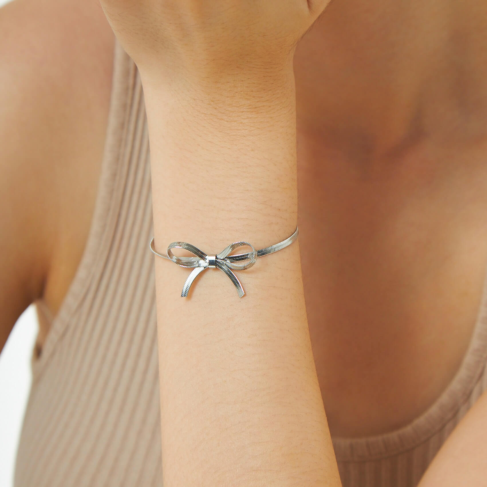 Skinny Bow Silver Bracelet
