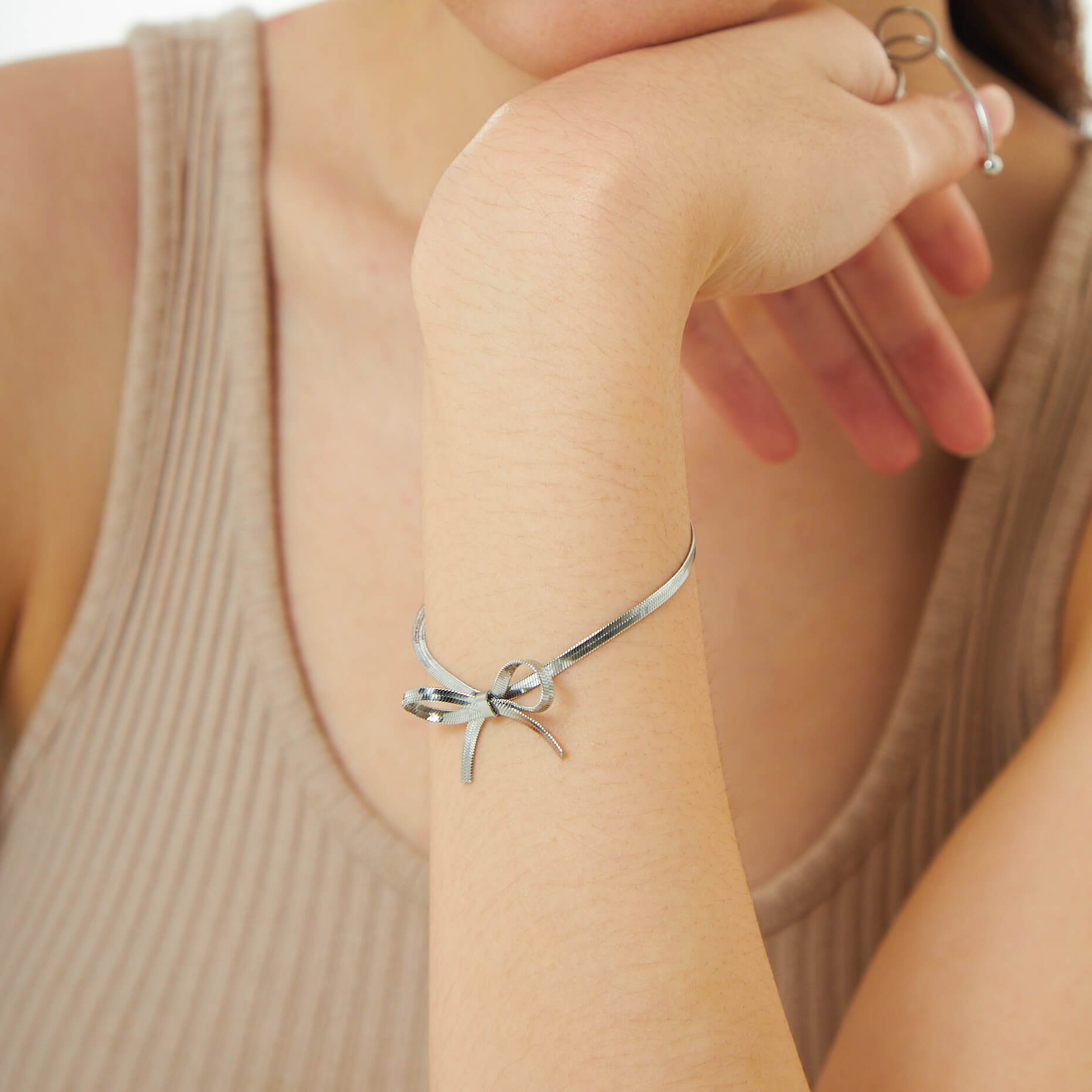 Skinny Bow Silver Bracelet