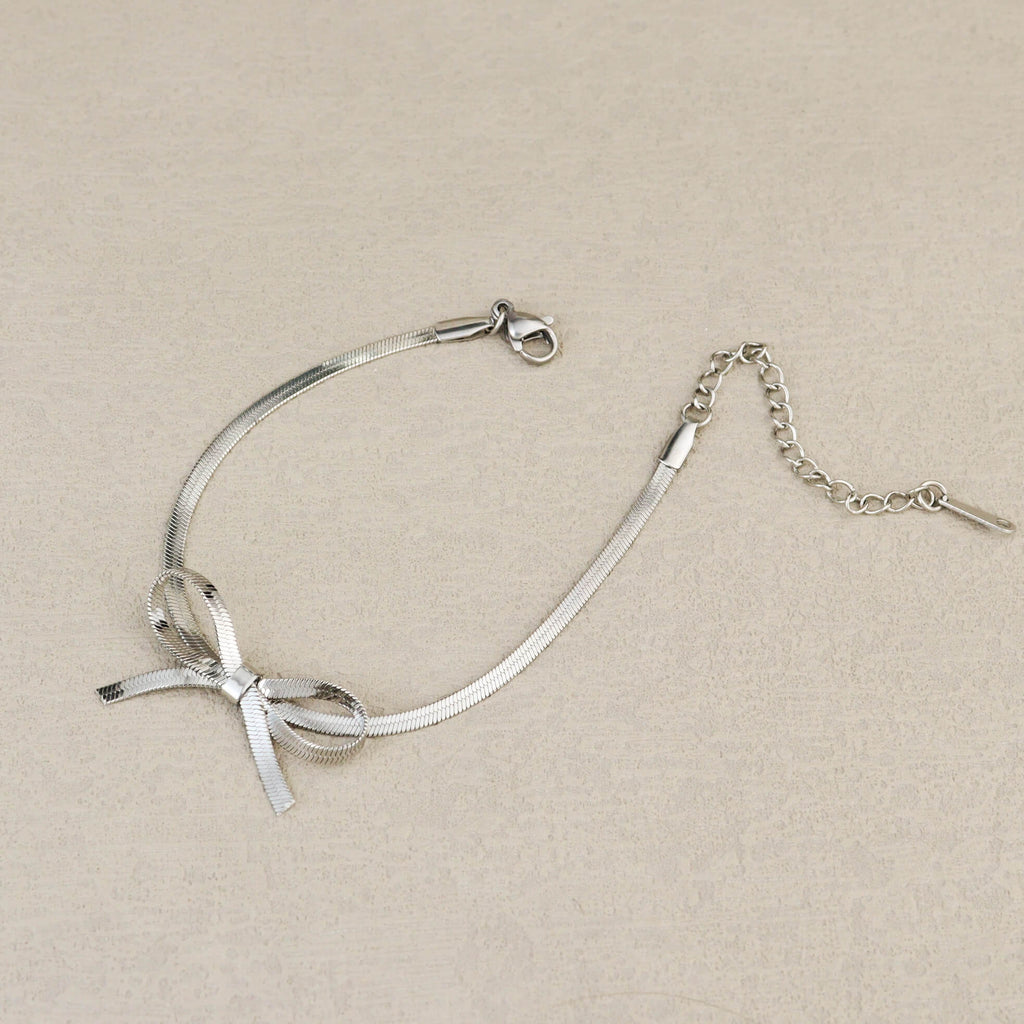 Skinny Bow Silver Bracelet