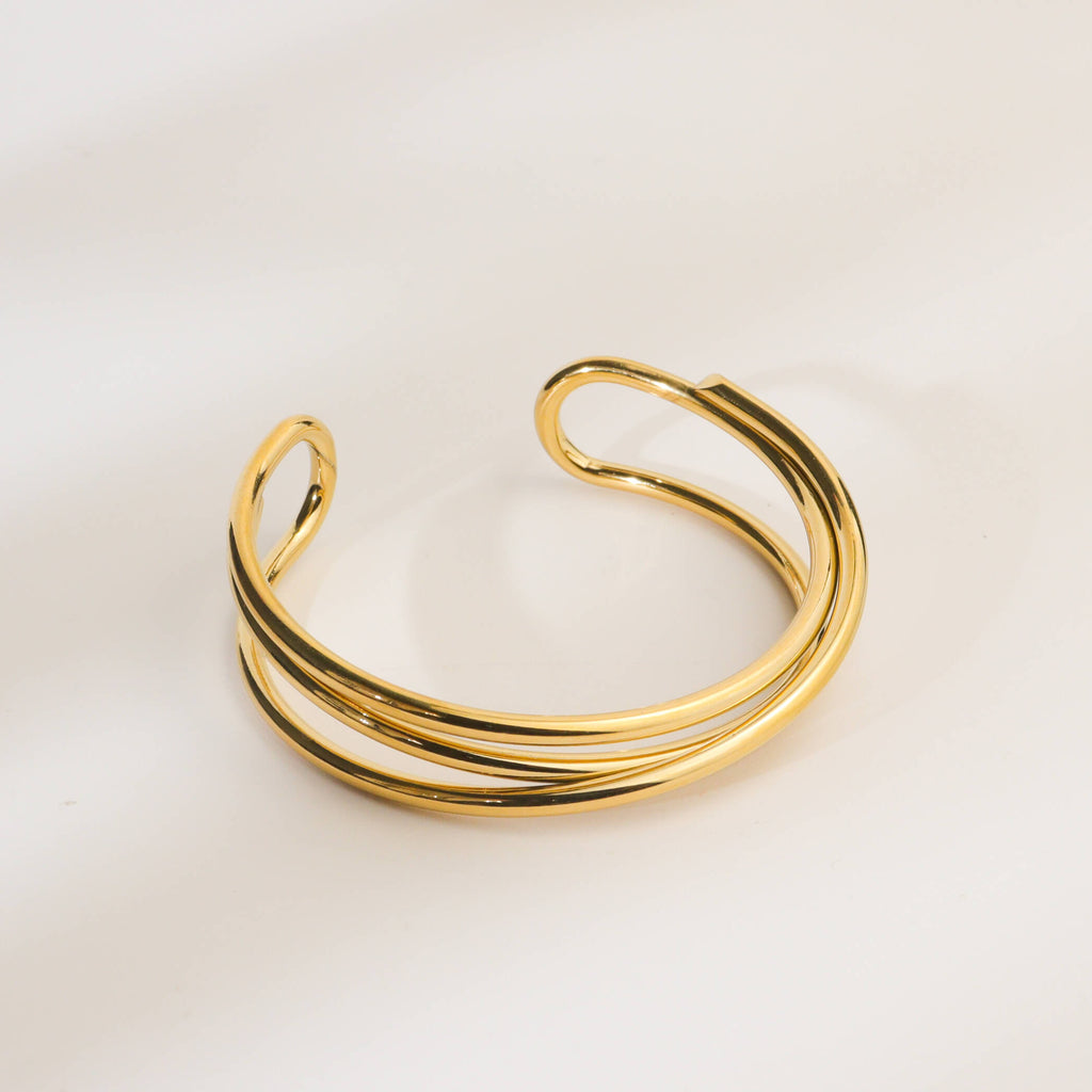 Riding Wave Gold Cuff Bangle