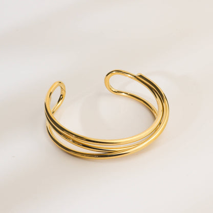 Riding Wave Gold Cuff Bangle