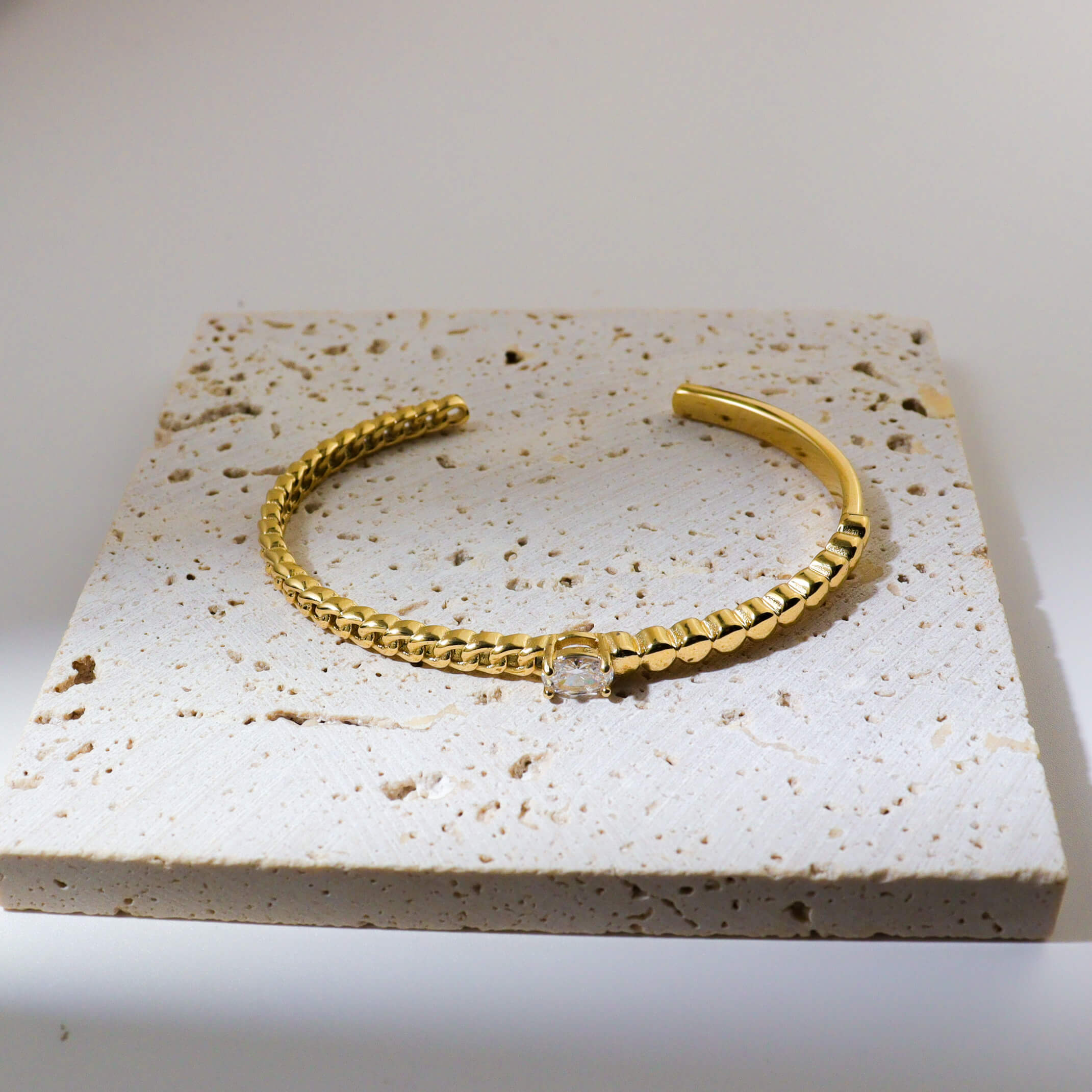 Solitaire Gold Cuff Bangle