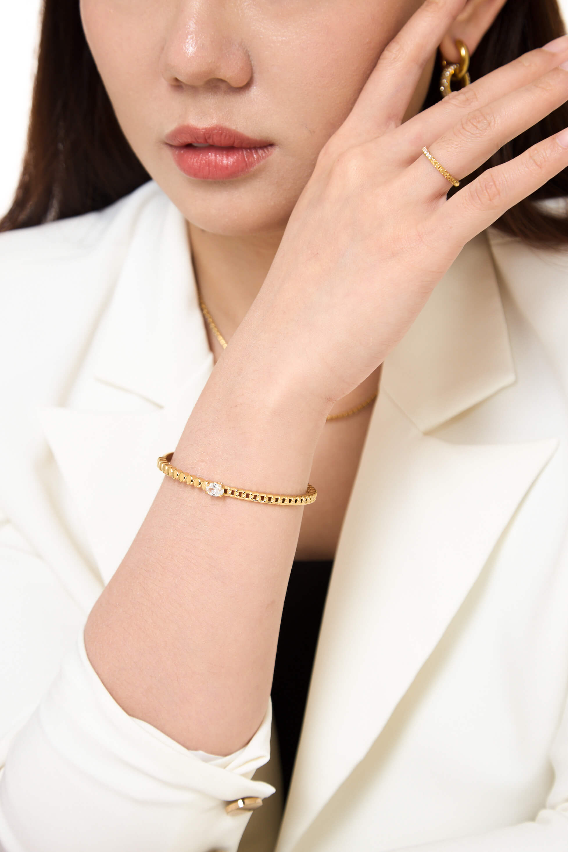 Solitaire Gold Cuff Bangle