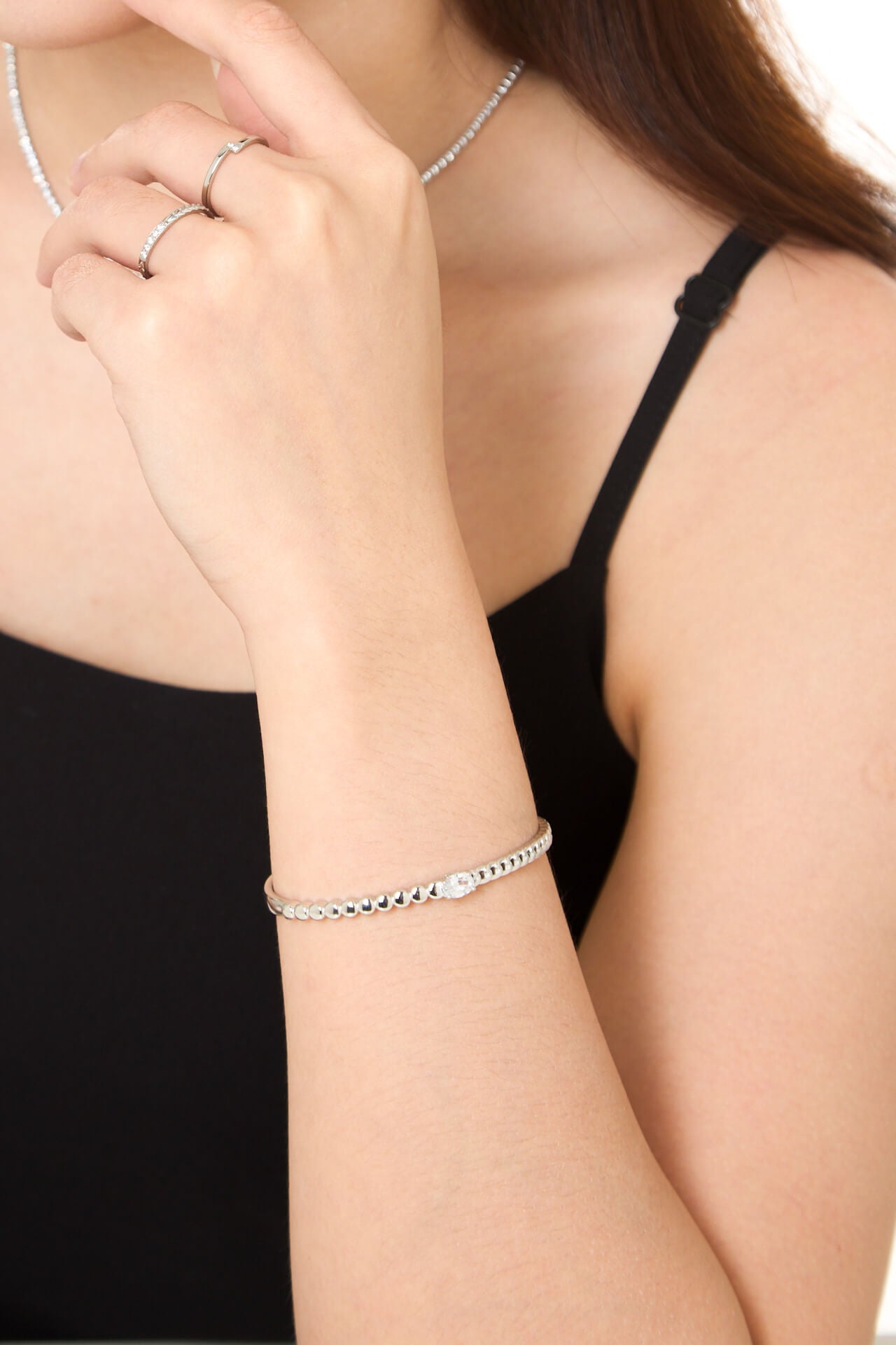 Solitaire Silver Cuff Bangle